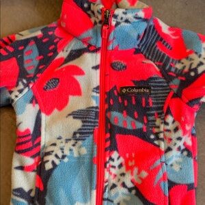 Columbia Red and Blue Floral Fleece Jacket